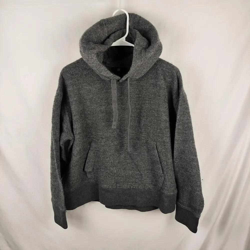 Banana Republic Hoodie Mens Large Gray Soft Knit Pullover Kangaroo Pocket Warm
